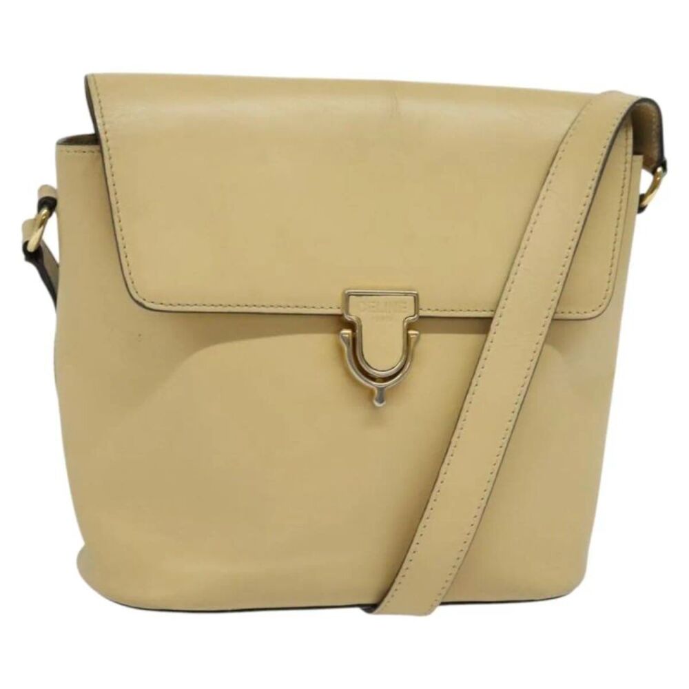 Celine Shoulder Leather Beige Leather Bag